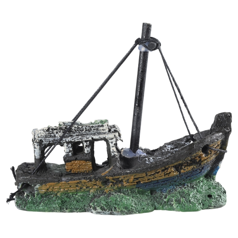 Aquarium Sunken เรือตกแต่งเรซิ - Aquarium Marina บทวิจารณ์และราคา