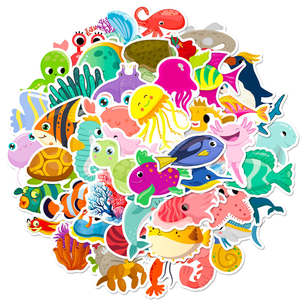 50 ชิ้น สติกเกอร์สัตว์ทะเล ลาย - Marine Life Aquariums บทวิจารณ์และราคา