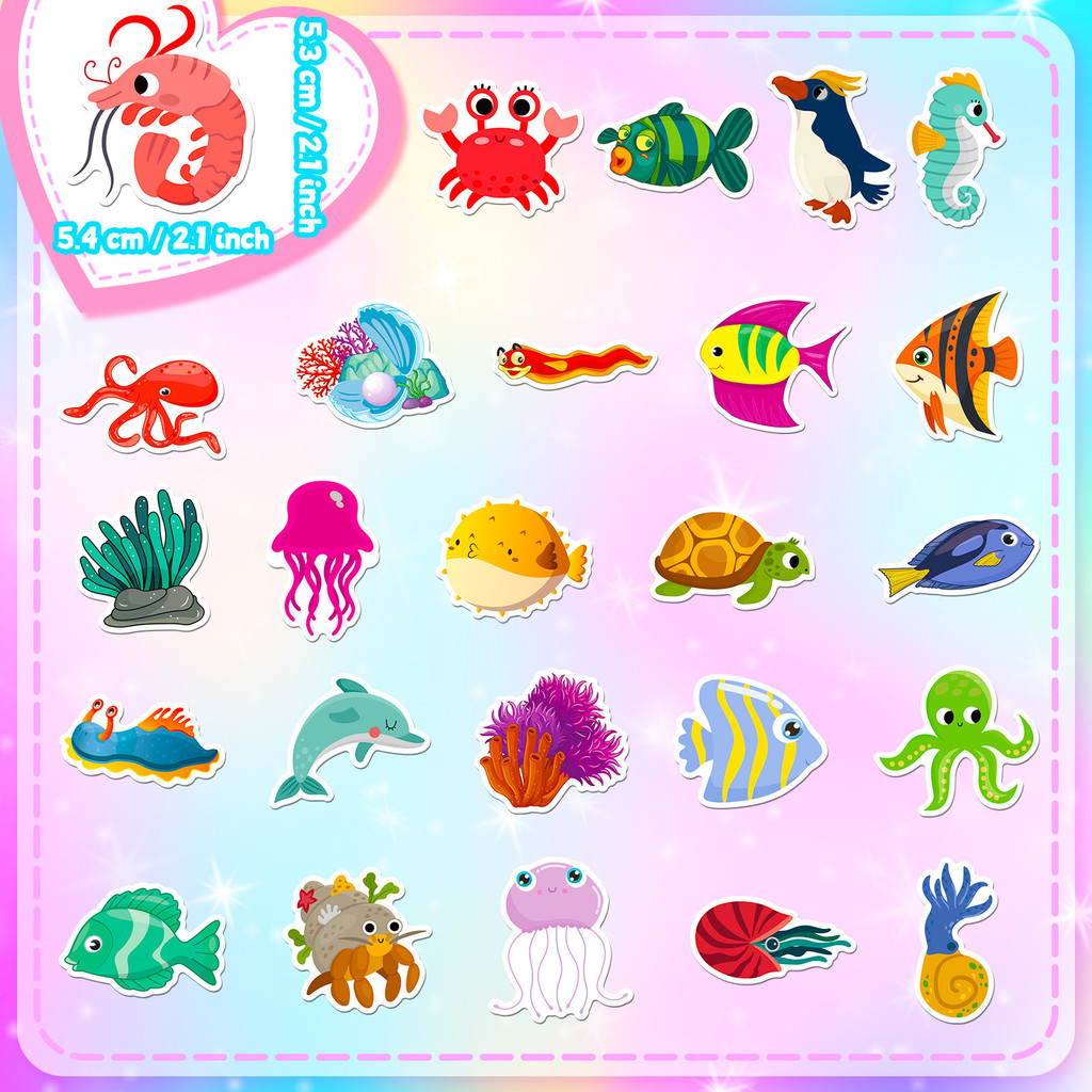 50 ชิ้น สติกเกอร์สัตว์ทะเล ลาย - Marine Life Aquariums บทวิจารณ์และราคา