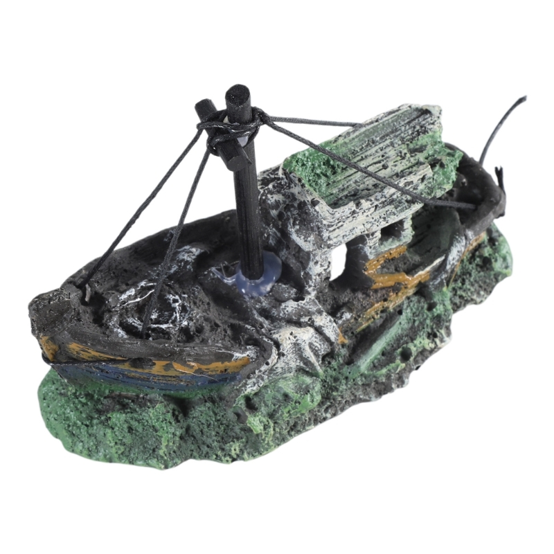 Aquarium Sunken เรือตกแต่งเรซิ - Aquarium Marina บทวิจารณ์และราคา
